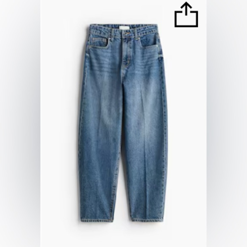 H&M Classic Medium Blue High Waist Tapered Denim Jeans